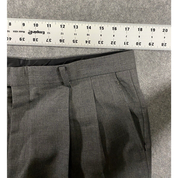 Dress Pants Mens Size 35 Inches Grey Creased Pleated Preppy Academia - Picture 3 of 12